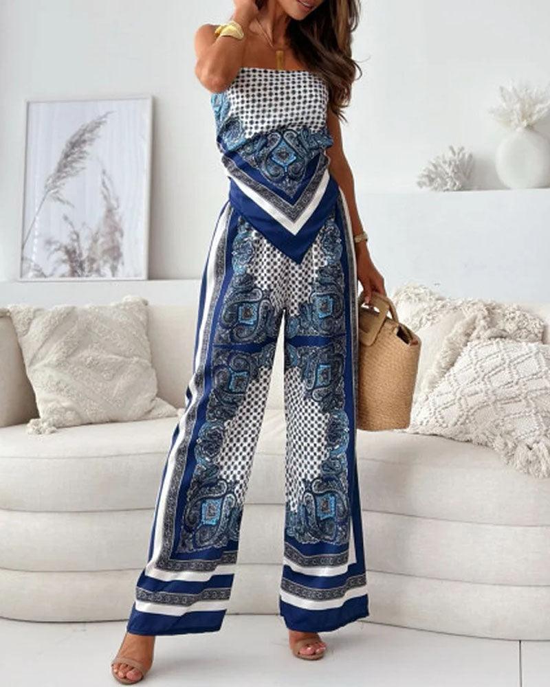 Lilly – Zweiteiliges Set elegant mit top mit Schnürung und Hose urlaubsbereit – Produktansicht 5