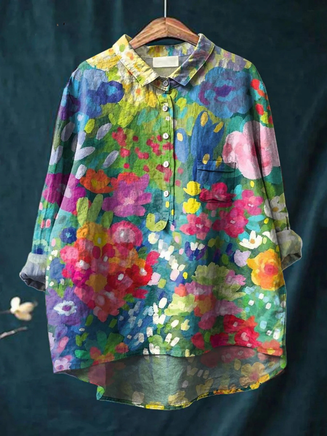 Rose – Legere Damenbluse im Vintage-Stil mit Blumenmuster – Produktansicht 1