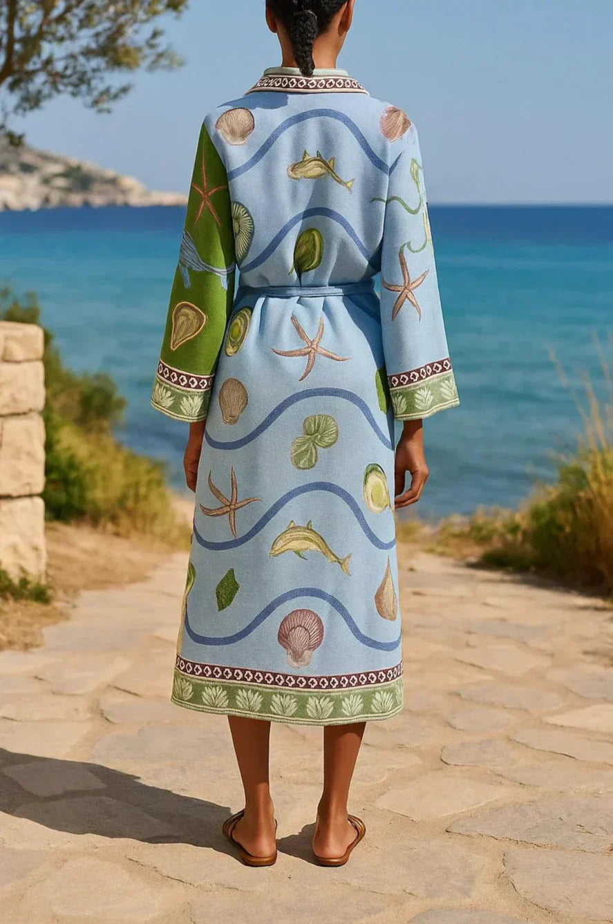 Renate – Midi-Hemdkleid mit Print mit Gürtel – Produktansicht 3