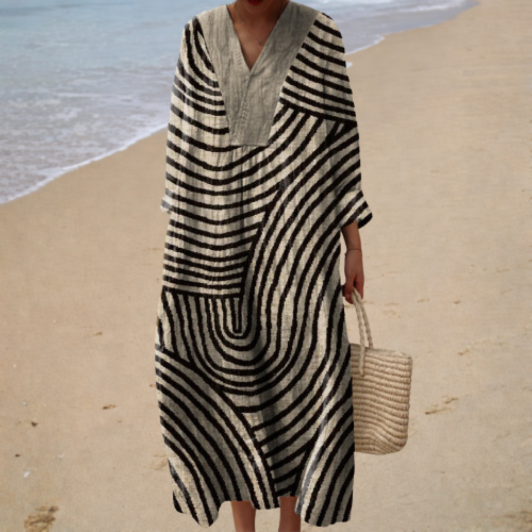 Charlotte – Figurschmeichelndes Sommerkleid mit Print – Produktansicht 1