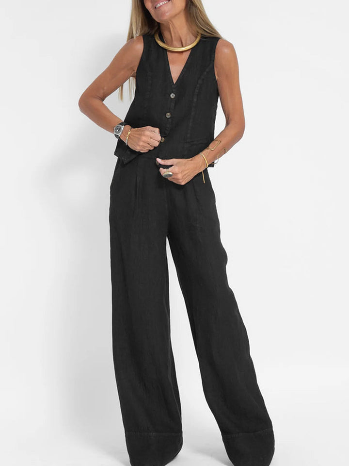 Rose – Set aus geknöpfter Weste und weiter Hose – Produktansicht 9