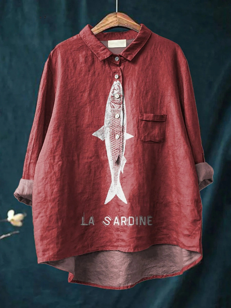 Rose – Legeres T-Shirt mit Sardinenprint – Produktansicht 3
