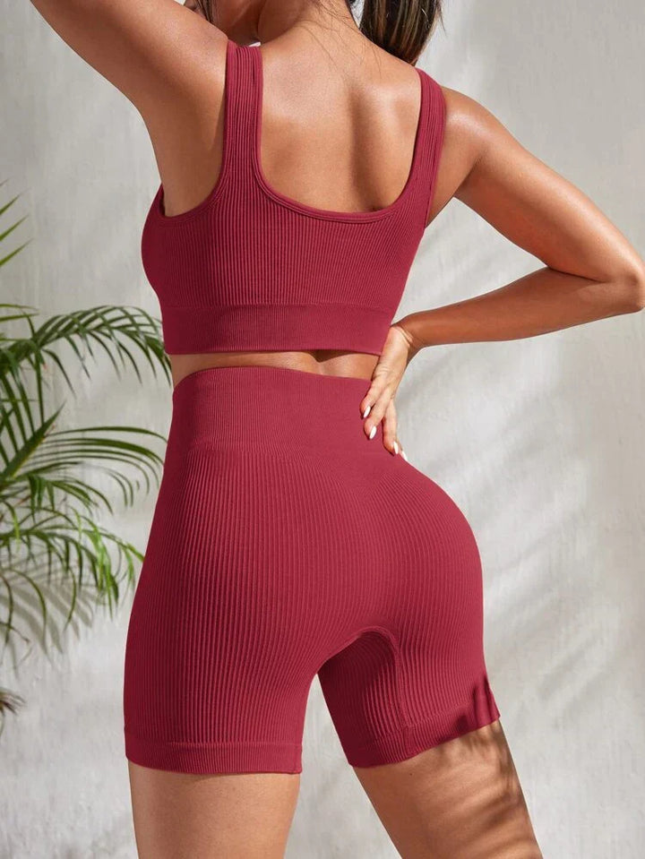 Zweiteiliges Damen Fitness-Set mit Shorts & Sport-Top – Sienna