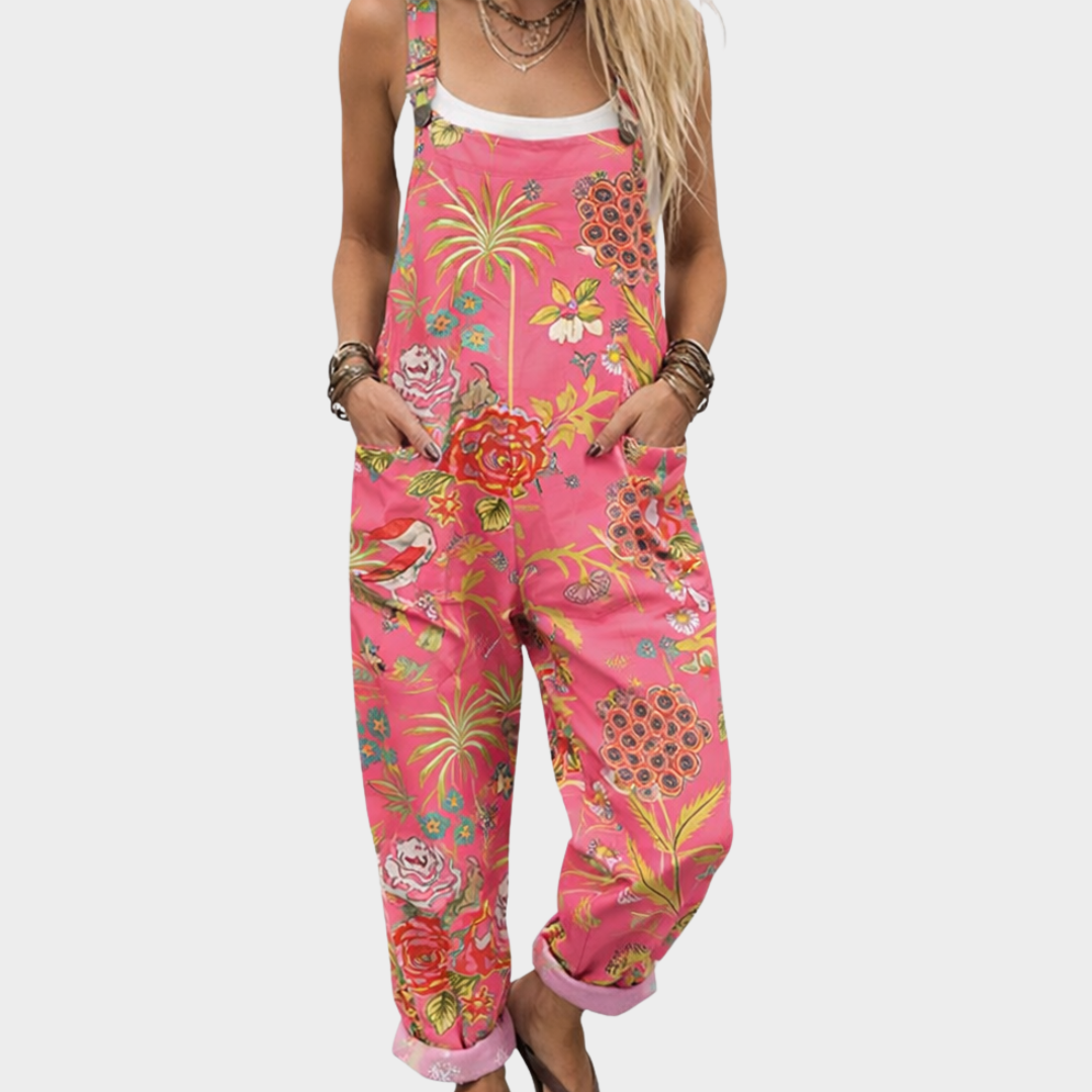 Bequeme bedruckte Latzhose – Modell CF066F – Produktansicht 1