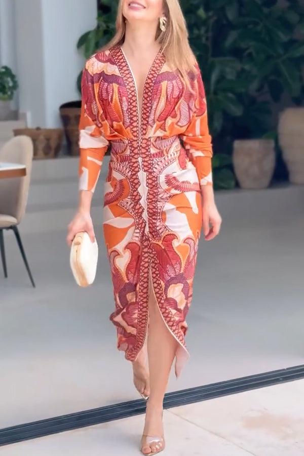Monika – Midikleid mit Dolman mit Print einzigartig Sommersonne – Produktansicht 4