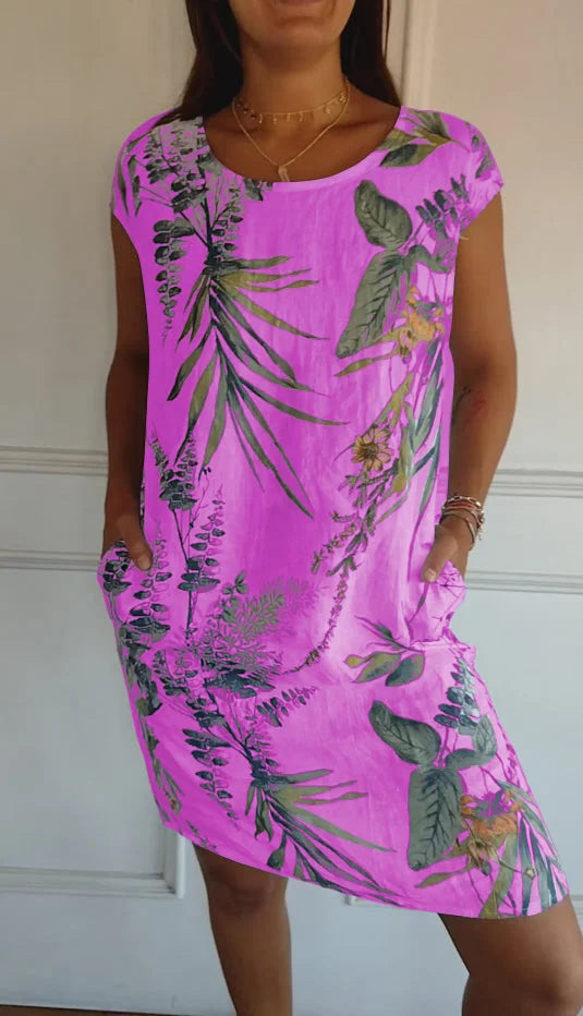 Bedrucktes Kleid mit Rundhalsausschnitt – Eveline