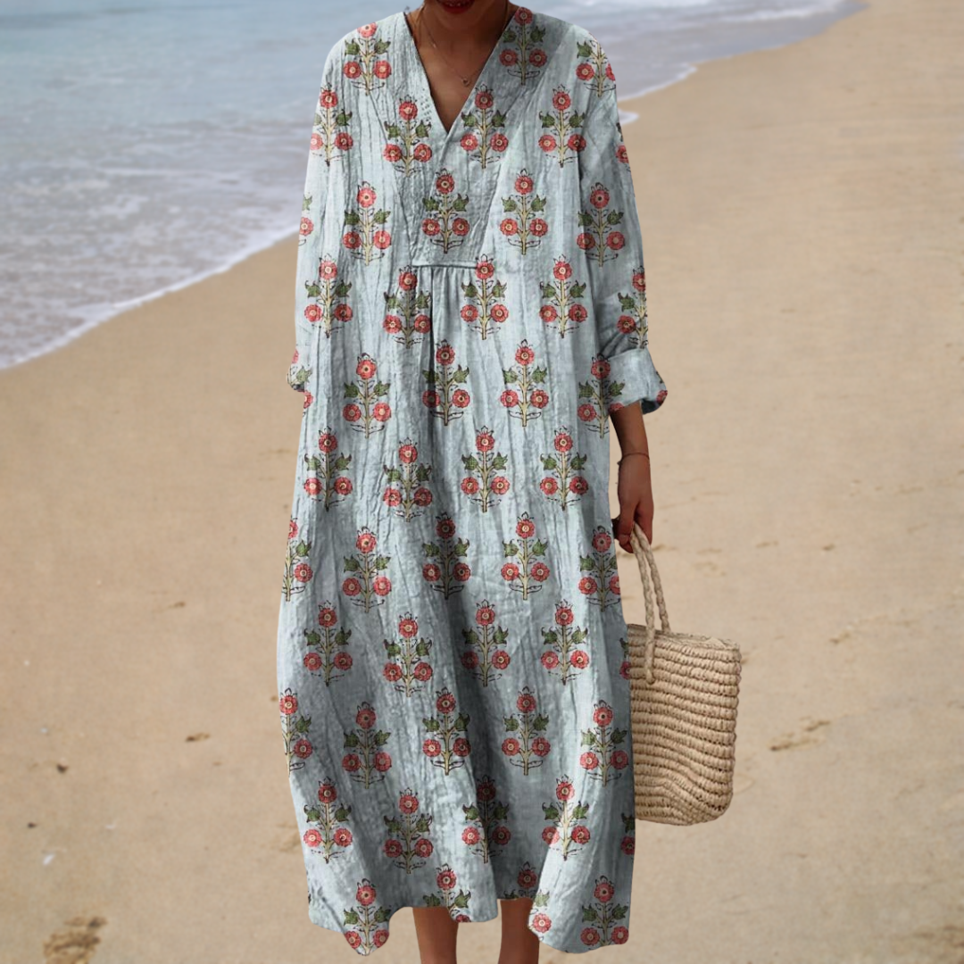 Elisabeth – Figurschmeichelndes Sommerkleid mit Print – Modell Emilia – Produktansicht 1