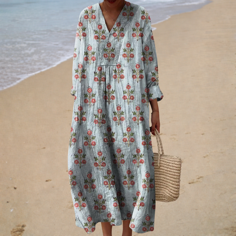 Elisabeth – Figurschmeichelndes Sommerkleid mit Print – Modell Emilia – Produktansicht 1