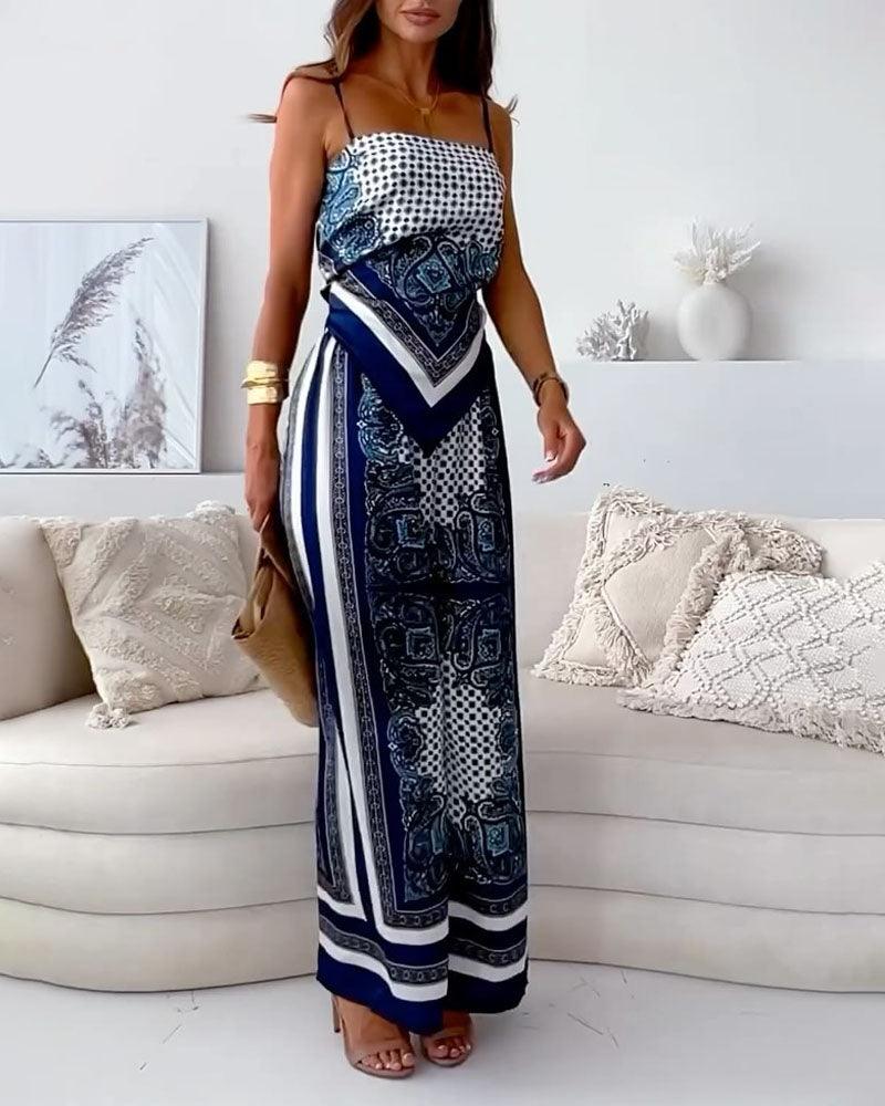 Lilly – Zweiteiliges Set elegant mit top mit Schnürung und Hose urlaubsbereit – Produktansicht 1