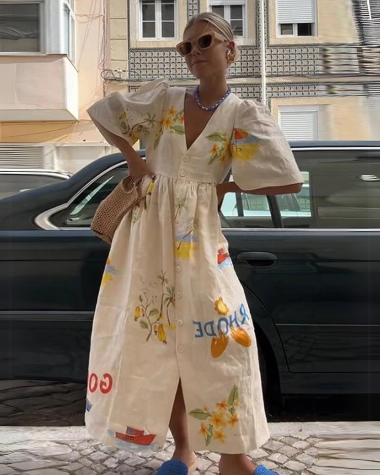 Übergroßes V-Ausschnitt-Sommerkleid – Amara