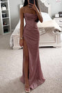 Abendkleid mit Glitzer und Beinschlitz für Damen – Lorena