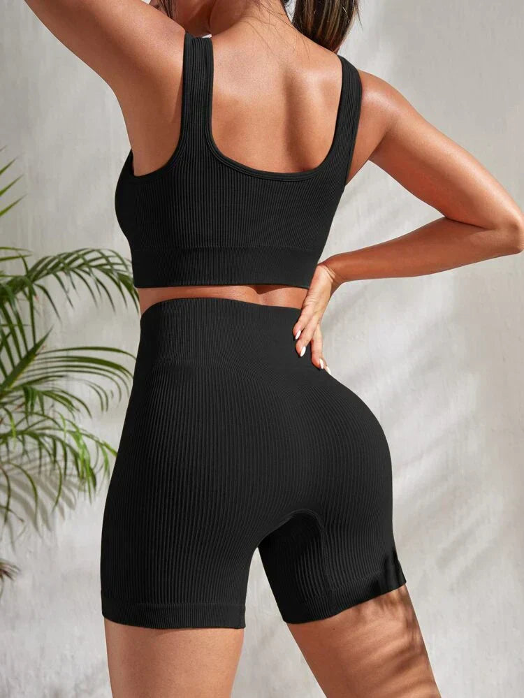 Zweiteiliges Damen Fitness-Set mit Shorts & Sport-Top – Sienna