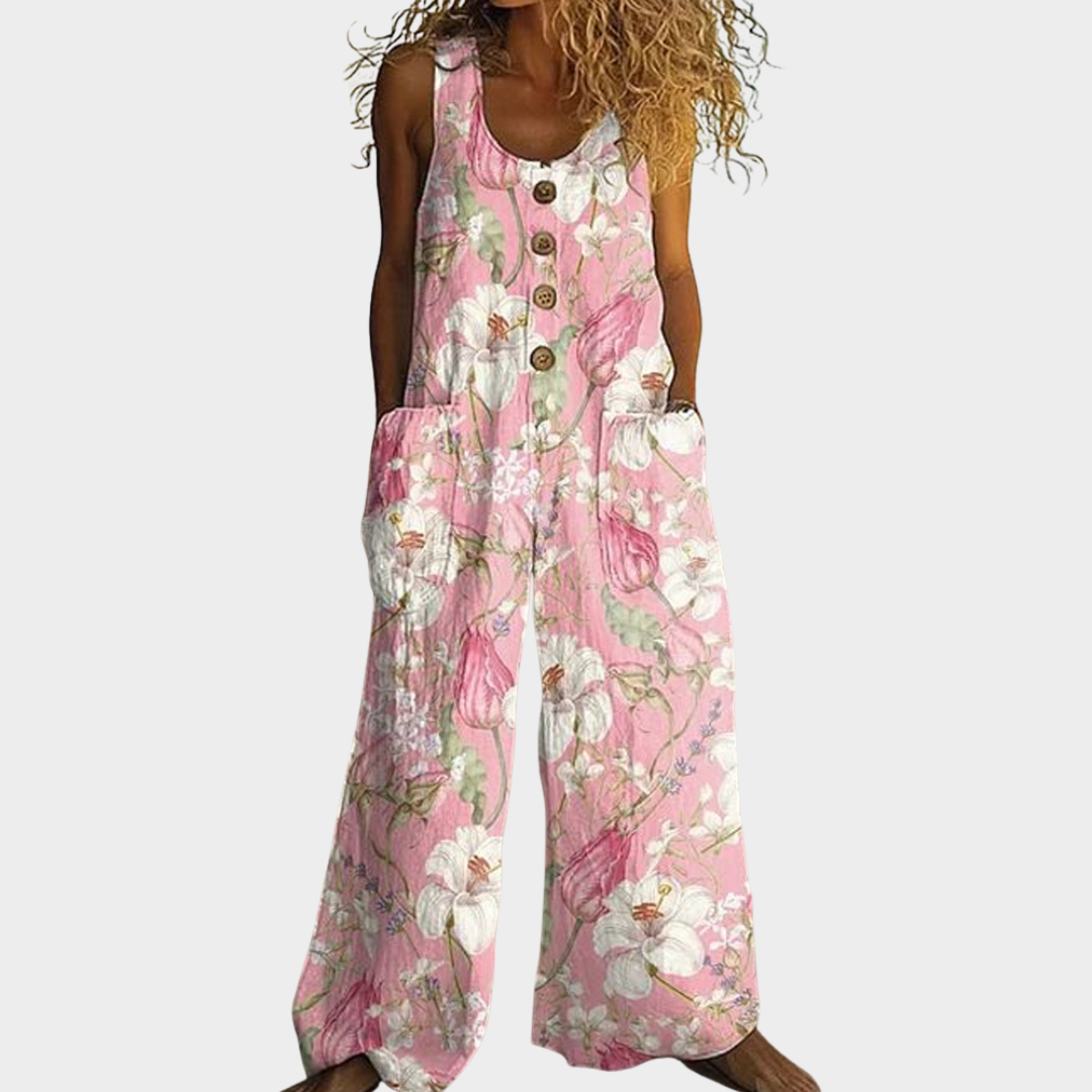 Alma – Fließender bedruckter Jumpsuit – Produktansicht 1