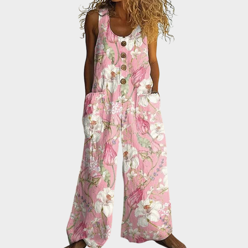 Alma – Fließender bedruckter Jumpsuit – Produktansicht 1