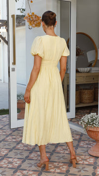 Boho-Maxikleid mit V-Ausschnitt und Knopfleiste – Yara