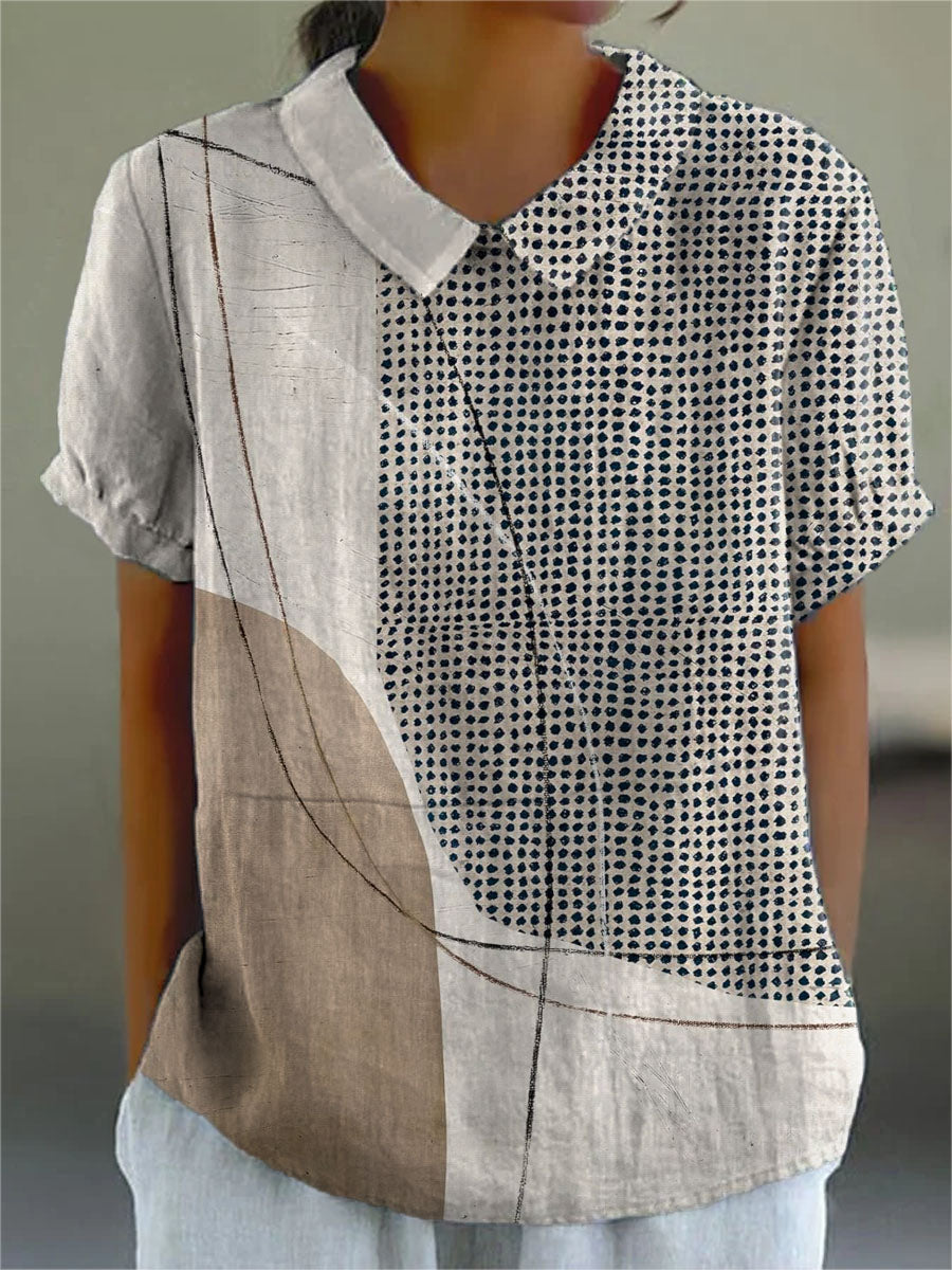 Solveig – Bluse mit Punkten und abstrakten Linien – Produktansicht 1