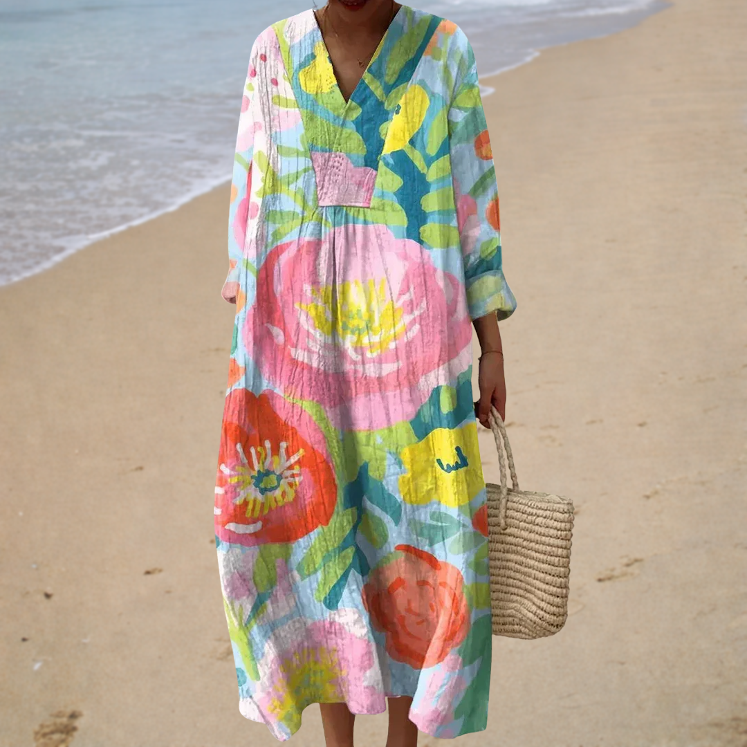 Luise – Figurschmeichelndes Sommerkleid mit Print – Modell Emilia – Produktansicht 1