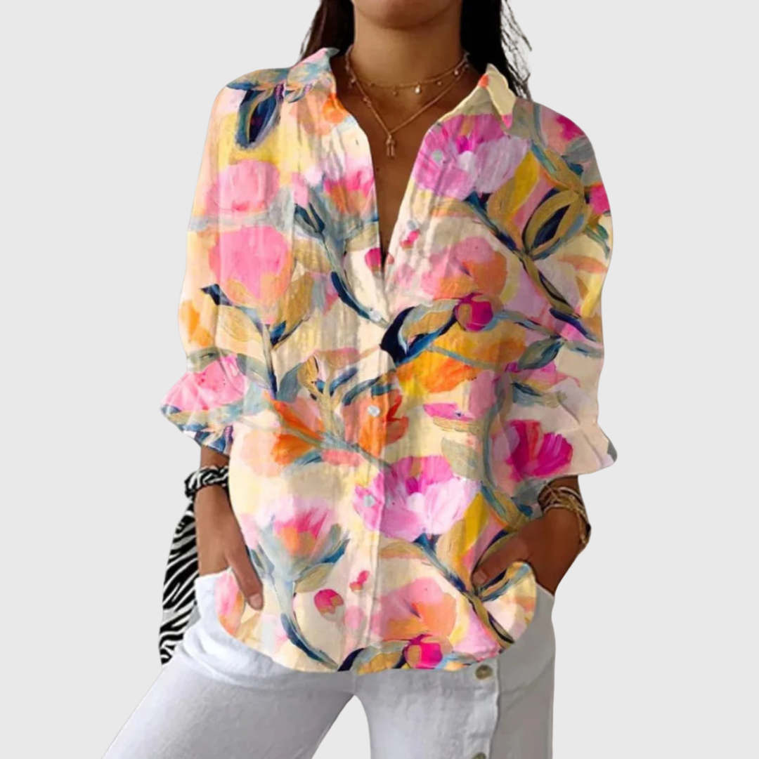 Philippa – Leichte farbenfrohe Bluse mit Print – Produktansicht 1