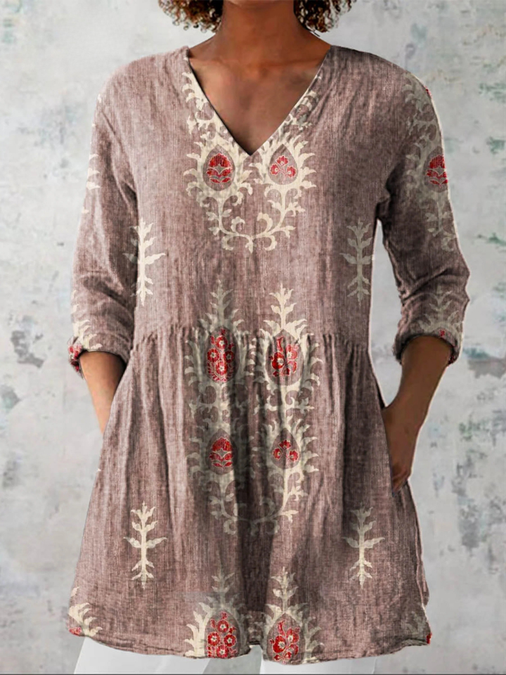 Frederike – Lange Bluse mit V-Ausschnitt – Produktansicht 5