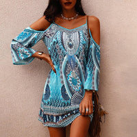 Schulterfreies Sommerkleid mit Ethno-Print – Eliana