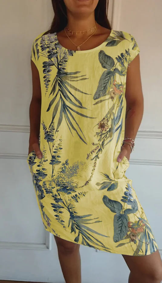 Bedrucktes Kleid mit Rundhalsausschnitt – Eveline