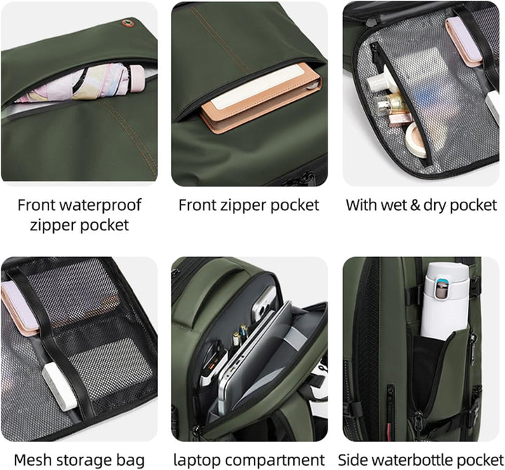 Erweiterbarer und wasserdichter Reiserrucksack mit Vakuumkompression – Arvid