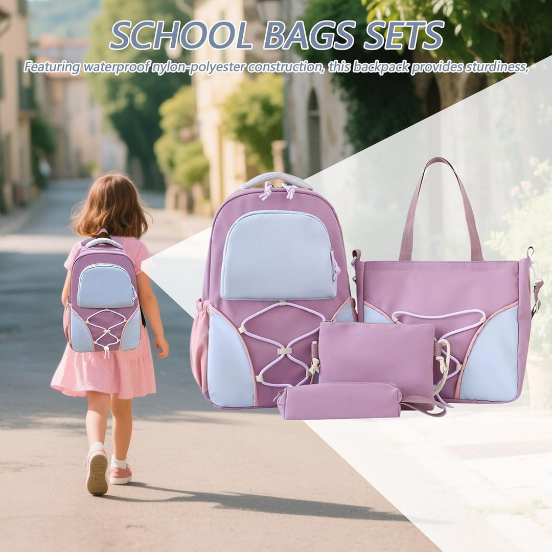 Schulrucksack-Set – Rucksack mit großem Volumen für Schüler mit Federmäppchen und Taschen – Nivora
