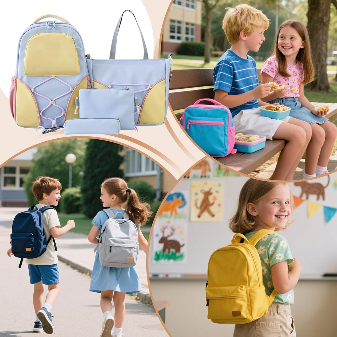 Schulrucksack-Set – Rucksack mit großem Volumen für Schüler mit Federmäppchen und Taschen – Nivora
