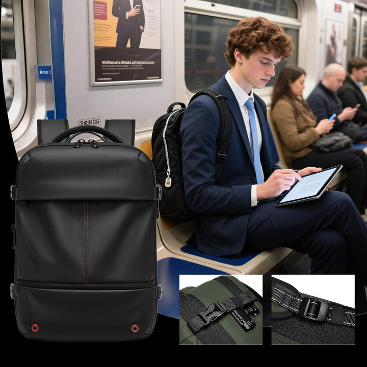 Erweiterbarer und wasserdichter Reiserrucksack mit Vakuumkompression – Arvid