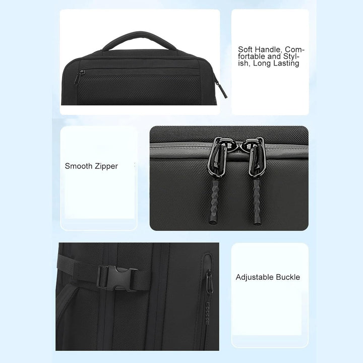 Erweiterbarer Vakuum-Reiserucksack 56–75L mit Pumpe – Dravion