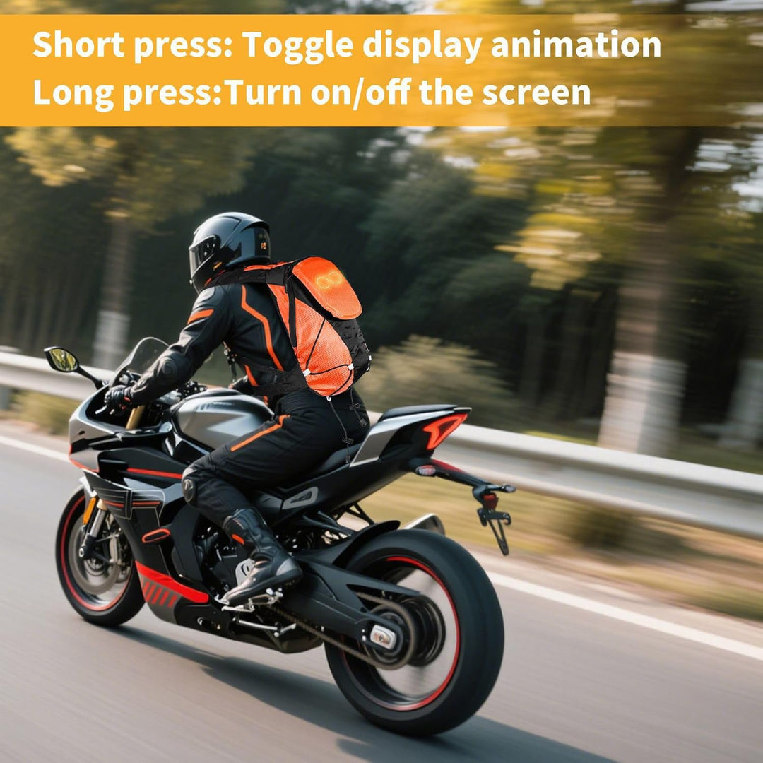 LED-Motorrad-Rucksack – Leuchtende Sicherheits-Tasche für Outdoor- und Nachtfahrten – Lumaro