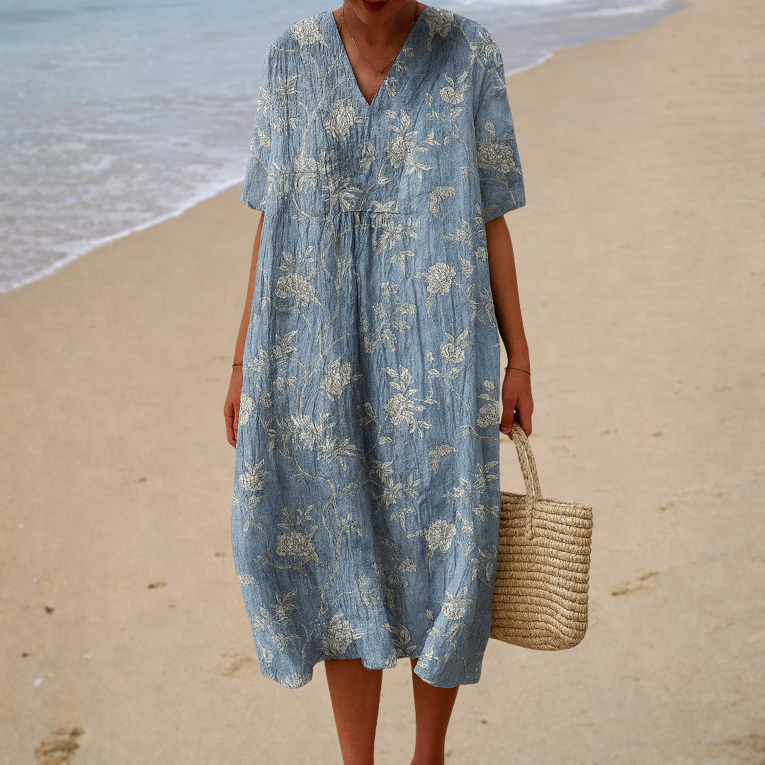 Clara – Figurschmeichelndes Sommerkleid mit Print – Produktansicht 1