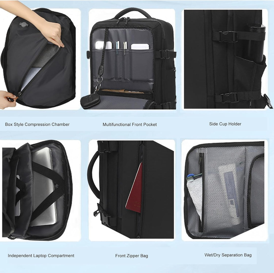 Erweiterbarer Vakuum-Reiserucksack 56–75L mit Pumpe – Dravion