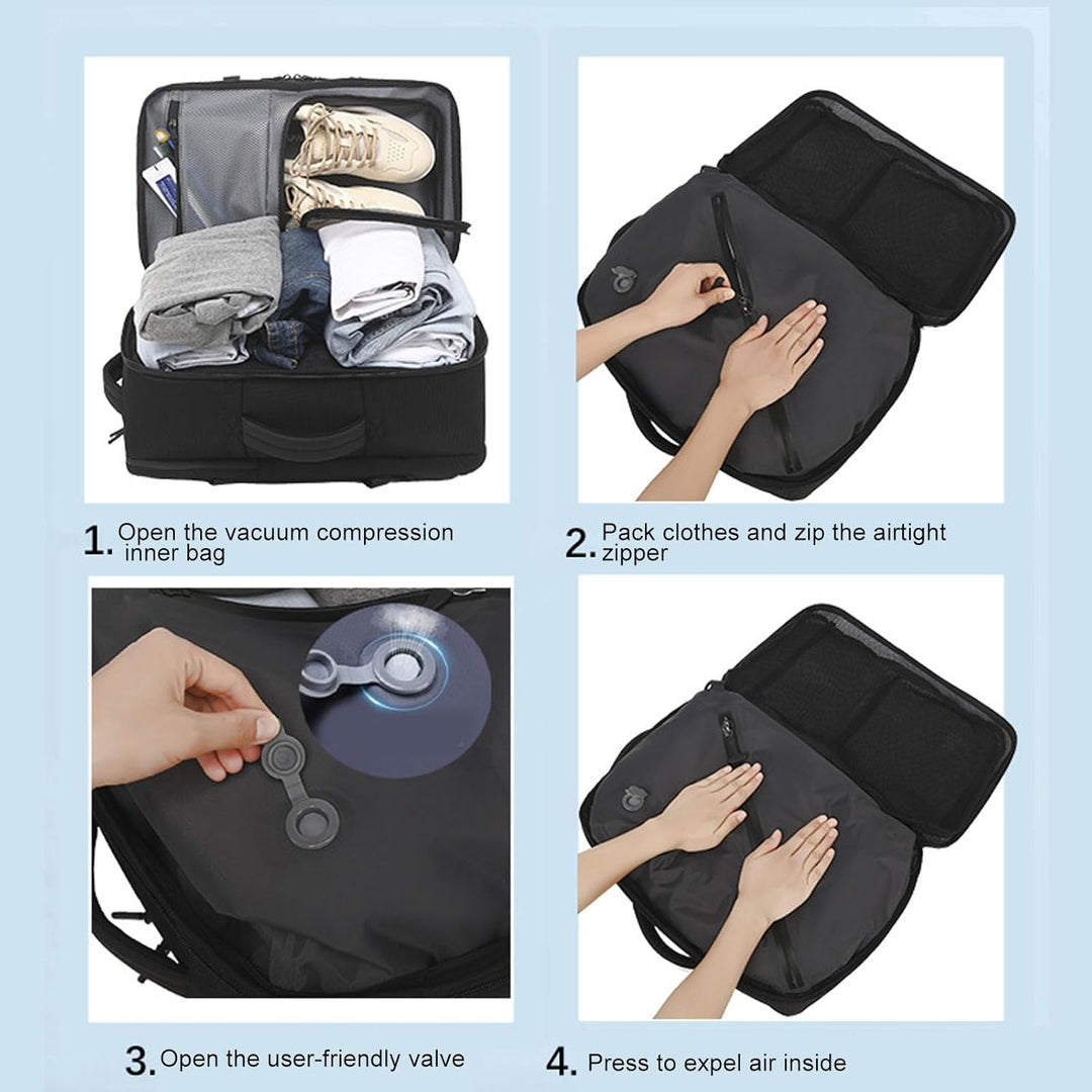 Erweiterbarer Vakuum-Reiserucksack 56–75L mit Pumpe – Dravion