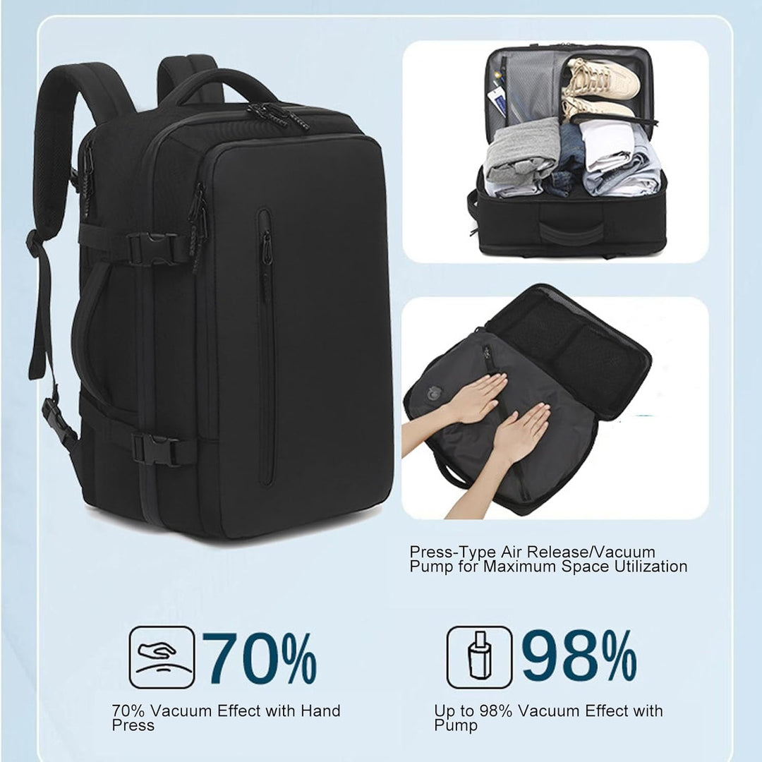 Erweiterbarer Vakuum-Reiserucksack 56–75L mit Pumpe – Dravion
