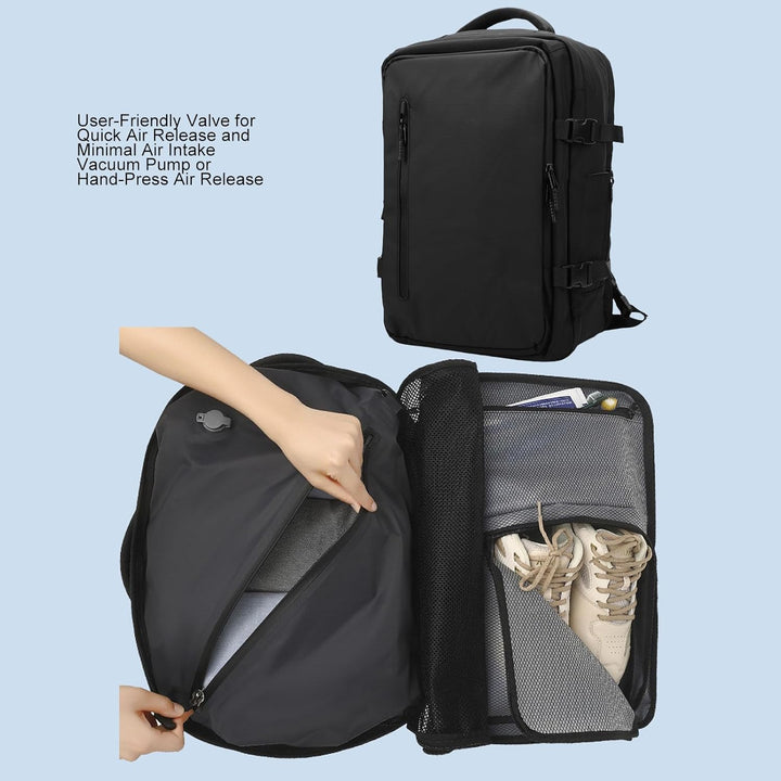 Erweiterbarer Vakuum-Reiserucksack 56–75L mit Pumpe – Dravion