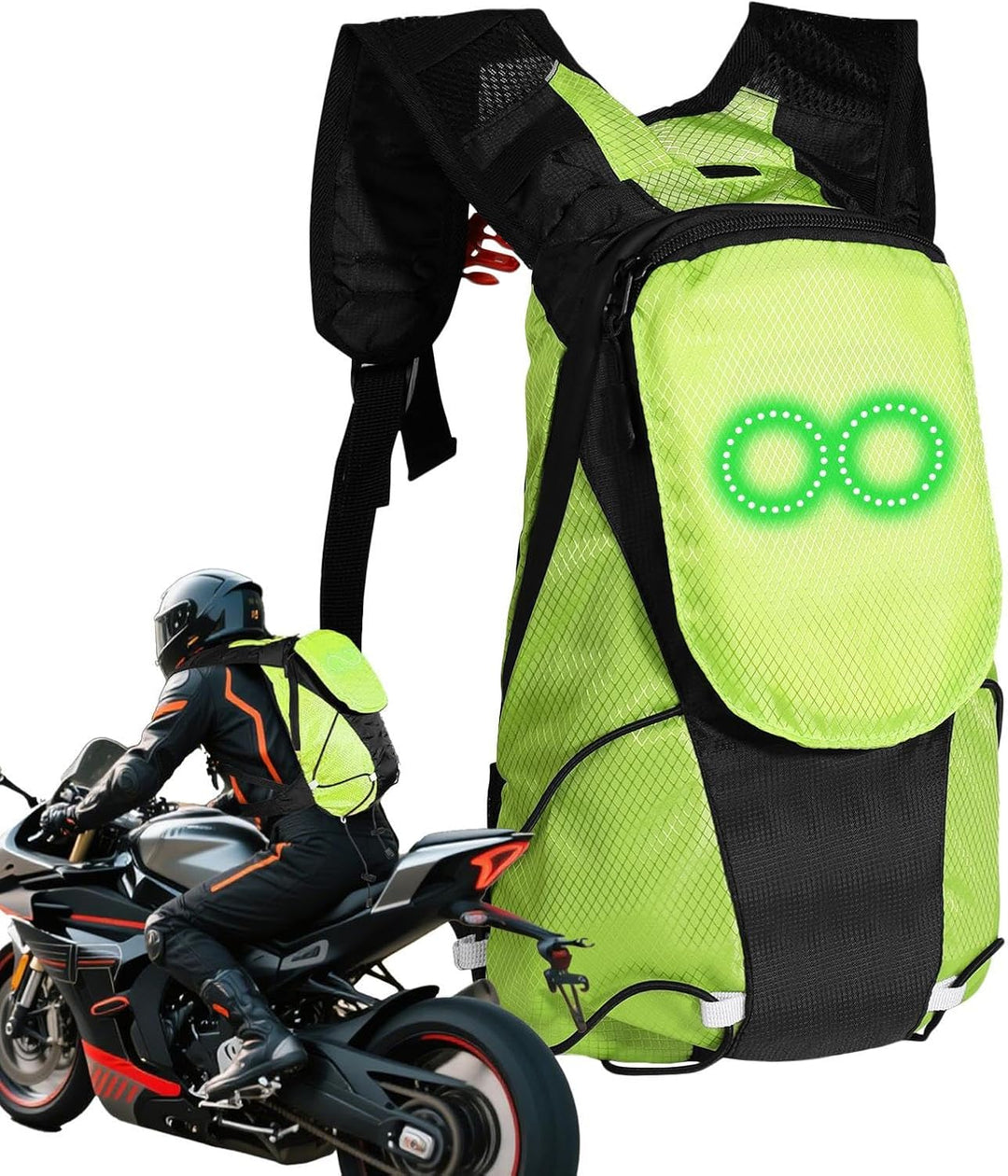 LED-Motorrad-Rucksack – Leuchtende Sicherheits-Tasche für Outdoor- und Nachtfahrten – Lumaro