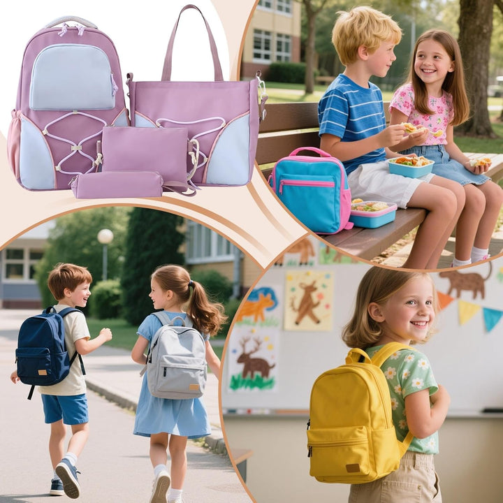 Schulrucksack-Set – Rucksack mit großem Volumen für Schüler mit Federmäppchen und Taschen – Nivora
