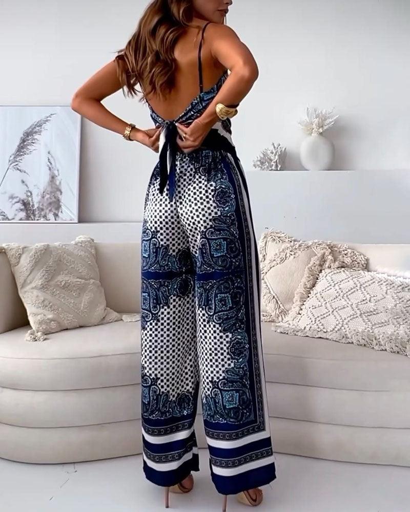 Lilly – Zweiteiliges Set elegant mit top mit Schnürung und Hose urlaubsbereit – Produktansicht 3