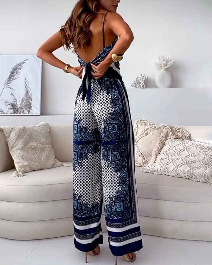 Lilly – Zweiteiliges Set elegant mit top mit Schnürung und Hose urlaubsbereit – Produktansicht 3