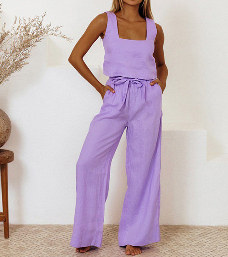 Helene – Set aus minimalistischem Top und ausgestellter Hose – Produktansicht 3