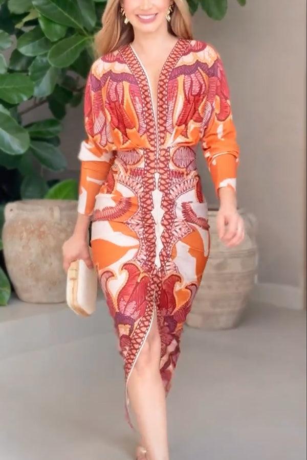 Monika – Midikleid mit Dolman mit Print einzigartig Sommersonne – Produktansicht 2
