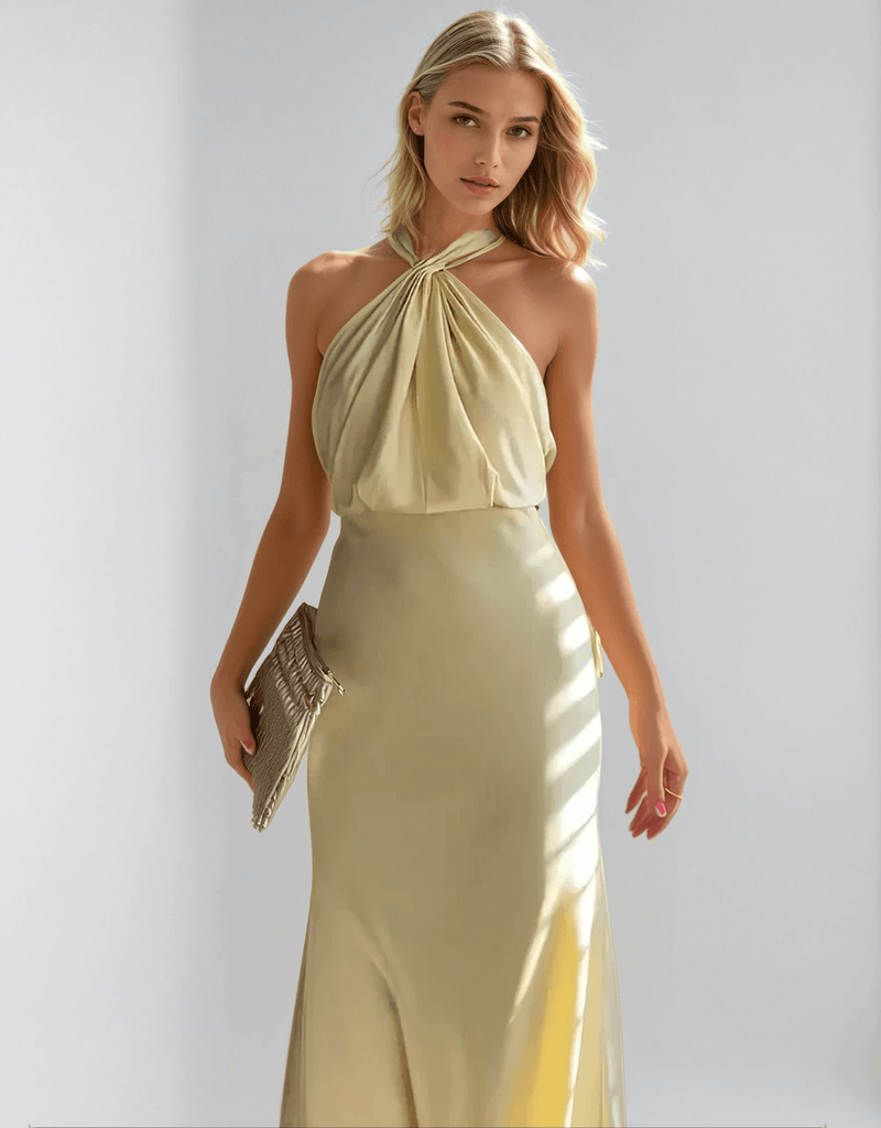Stilvolle Halterneck-Maxikleid Damen mit Taillierung – Yara