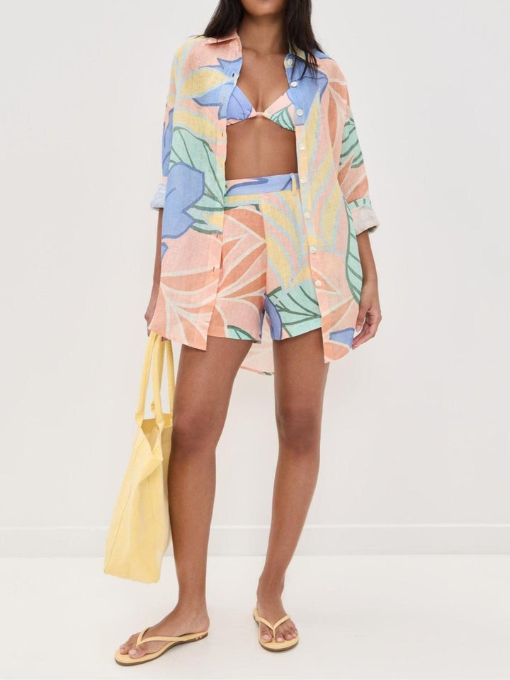 Karin – Kurzes Set mit Print Foglie tropisch – Produktansicht 2