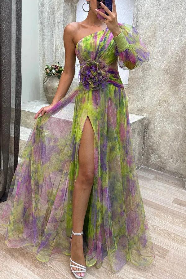 Franziska – Maxikleid plissiert mit Blumenmuster Sommerflucht – Produktansicht 1