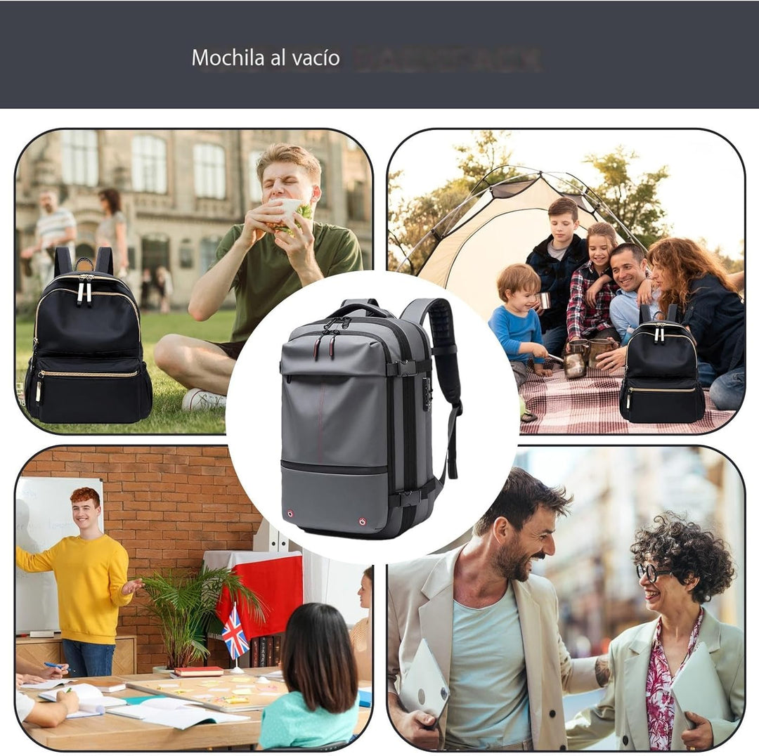 Luftstaubsauger-Rucksack – Erweiterbarer 60L wasserdichter Reisetasche mit Laptopfach – Trivora