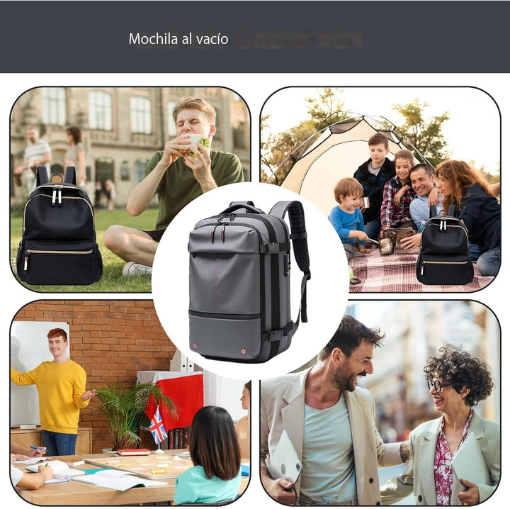 Luftstaubsauger-Rucksack – Erweiterbarer 60L wasserdichter Reisetasche mit Laptopfach – Trivora