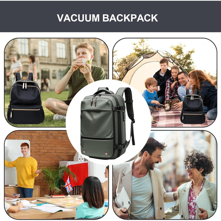 Luftstaubsauger-Rucksack – Erweiterbarer 60L wasserdichter Reisetasche mit Laptopfach – Trivora