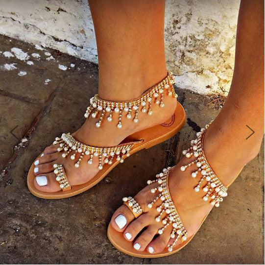 Orthopädische Damen-Sandalen mit Perlenakzent – Amara