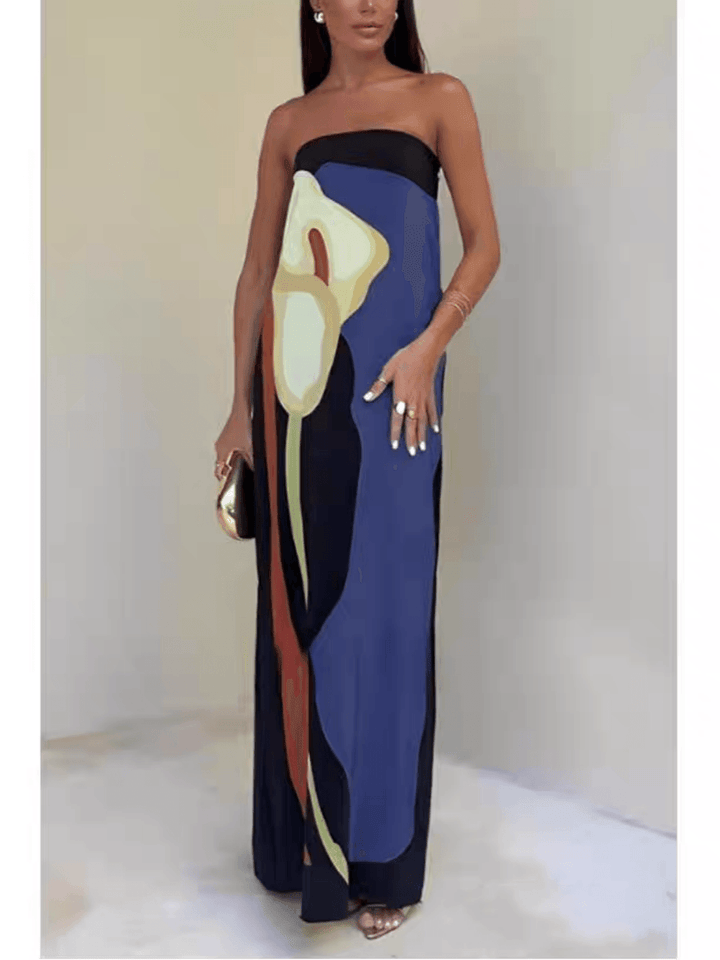 Ursula – Maxi-Abendkleid mit Print ärmellos aus Stil costiero – Produktansicht 4